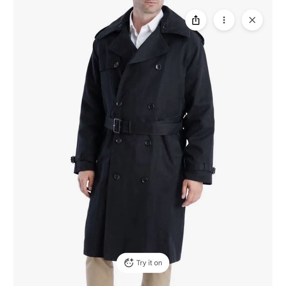 Vintage London Fog Black Belted Trenchcoat Men's 42R VTG Excellent